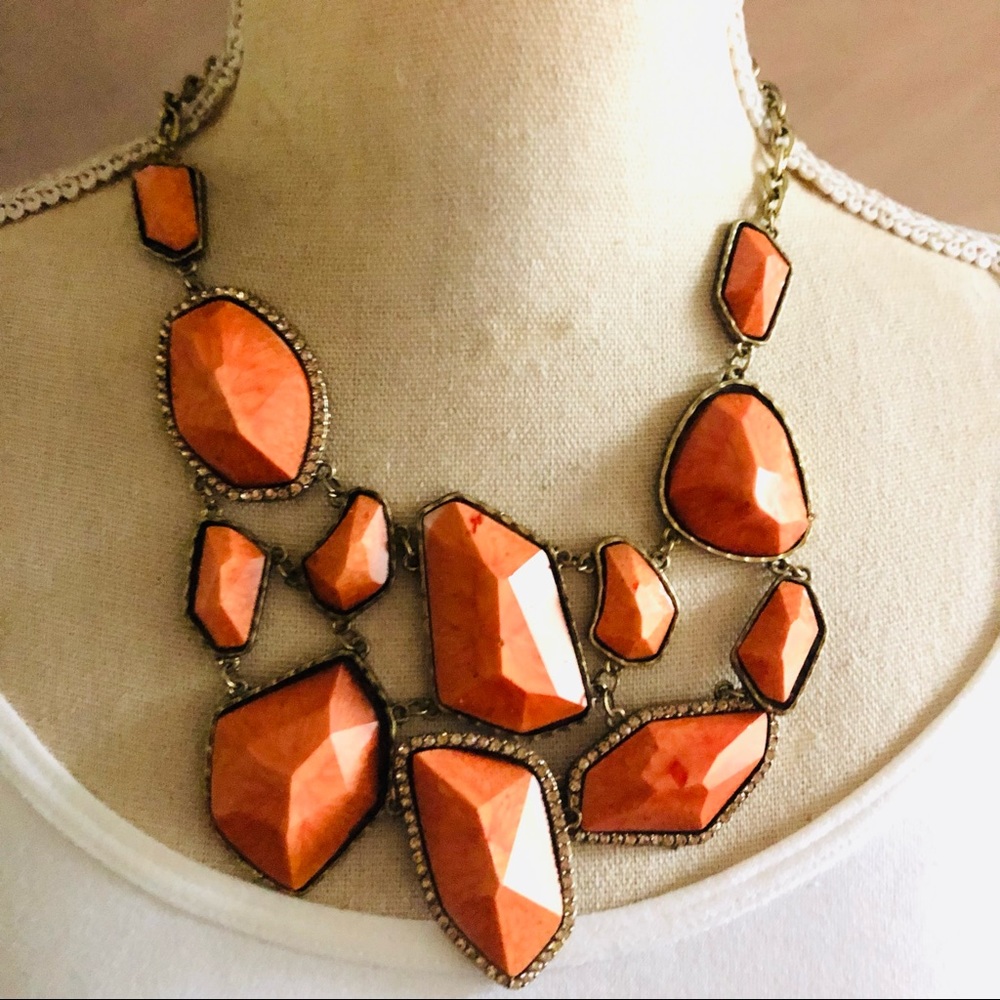 Tangerine rough cascade golden topaz stone necklace